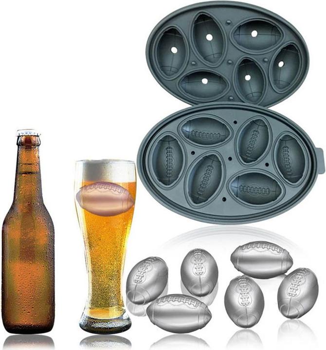 Produktbild König Design Silikon Eiswürfelform Football Eisform Whisky Runden Ice Ball Eiswürfelbehälter