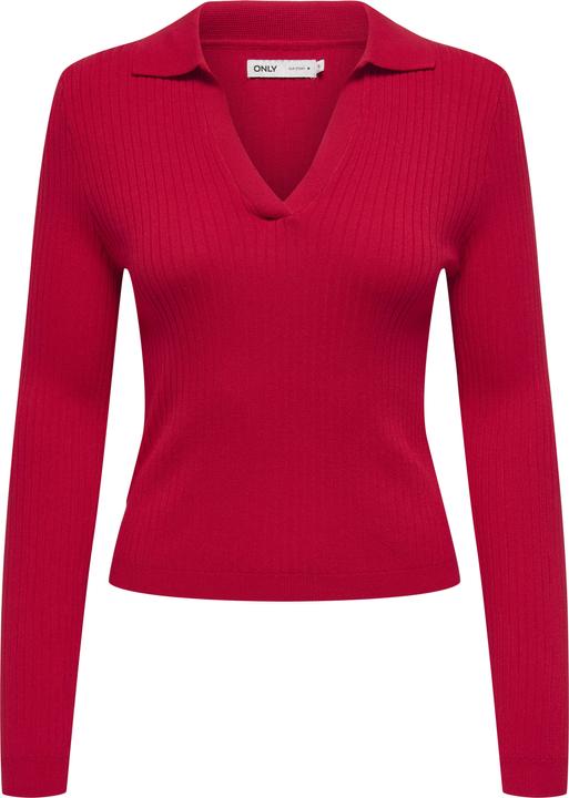 Produktbild Only Normal geschnitten Polokragen Gerippte Ärmelbündchen Gestricktes Poloshirt Strickpullover (L)