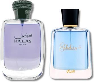 Immagine prodotto Rasasi Hawas For Him EDP 100ml 3.4oz & Shuhrah Pour Homme EDP 90ml 3.0oz (Eau de parfum)