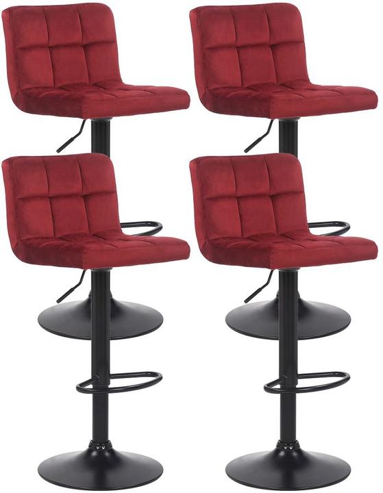 Produktbild Swisshandel24 4er Set Barhocker Feni Samt, rot