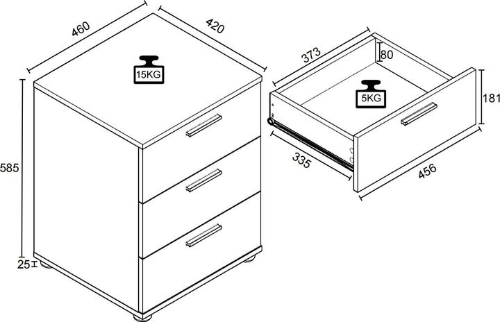 Actual product image VCM Testalo wooden bedside cabinet drawer