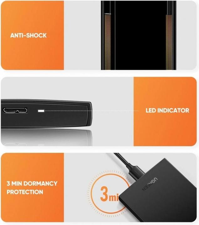 Immagine prodotto Ugreen Custodia per harddisk USB 3.0 SATA SSD con cavo MicroUSB 3.0 (2.5")