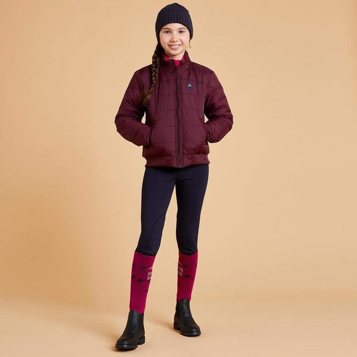 Actual product image Fouganza Winter riding jacket 500 Warm children bordeaux (128)