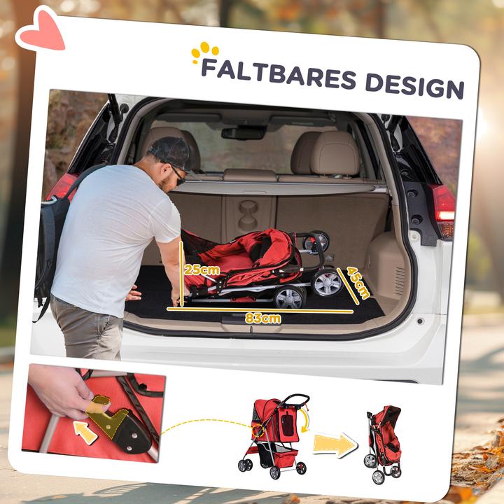 Produktbild PawHut Hunde Stroller mit Gitternetz (Hund, Faltbar)