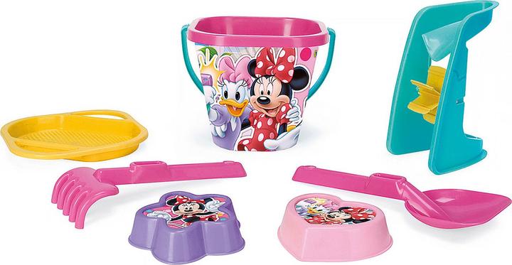 Magni Wader 77442 - Eimergarnitur DISNEY Minnie Mouse mit Eimer, Sieb, Sandmühle, Schaufel, Rechen und 2 S