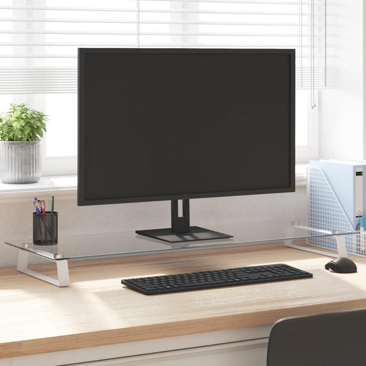 Produktbild VidaXL Monitorständer Weiss 100x35x8 cm Hartglas und