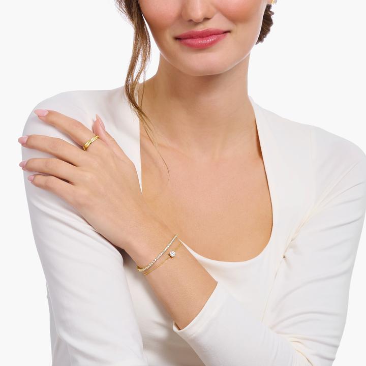 Image du produit Thomas Sabo Bracelet avec pendentif blanc en zirconium doré (19 cm, Or jaune 750 plaqué or, Argent sterling 925)