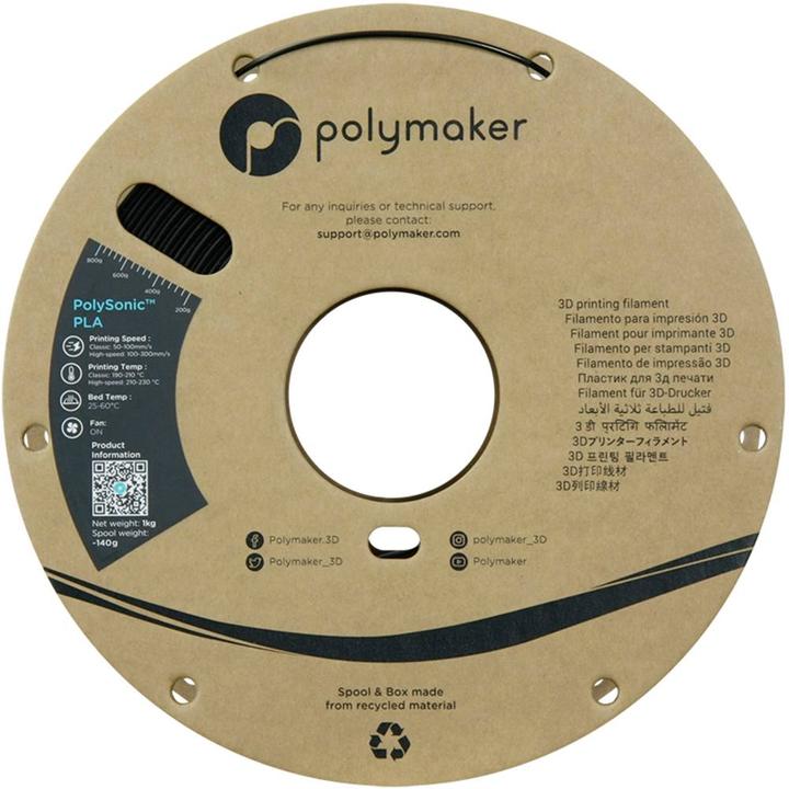 Actual product image Polymaker PolySonic High Speed PLA (PLA, 1.75 mm, 1000 g, Black)