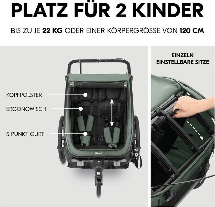 Produktbild Hauck 3in1 Fahrradanhänger Bike N Walk Duo für