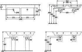 Produktbild Villeroy & Boch V&B Schrank-Doppelwaschtisch SUBWAY 3.0 1300x470mm o ÜL ohne HL we C+ (470 mm, 1300 mm)