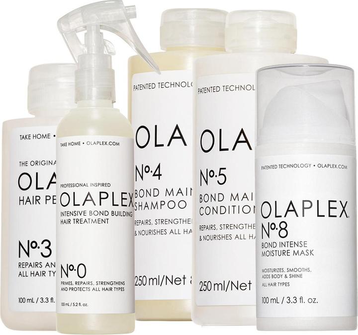 Olaplex Premium Pflegeset No. 0 + No. 3 + No. 4 + No. 5 + No. 8 (Haarpflege set)