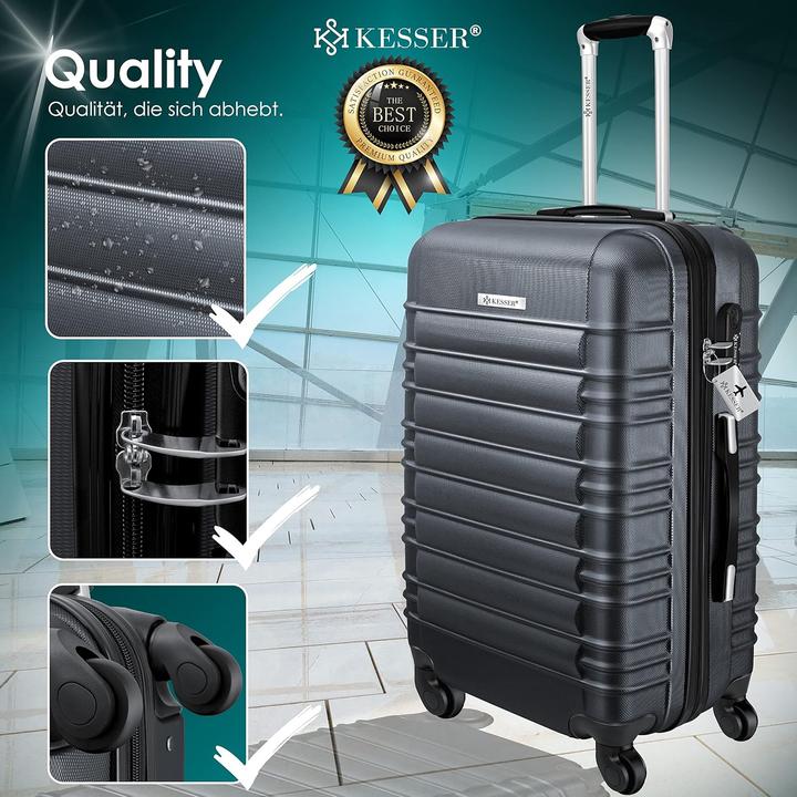 Immagine prodotto Kesser 4-teiliges ABS-Hartschalenkofferset (120 l, Bagaglio a mano (fino a 50 litri), M (50 - 90l), XL (da 115l))