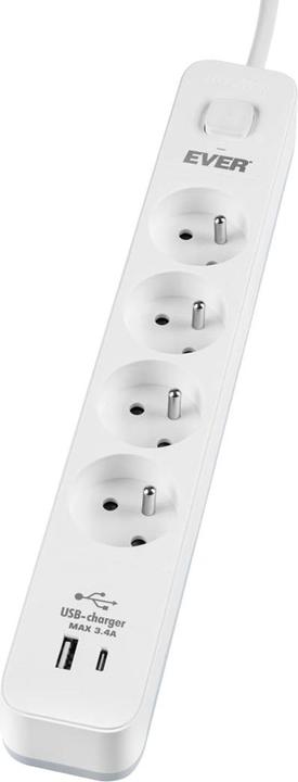 Produktbild Ever Listwa Antyprzepięciowa Protect 4pl 1a1c 1 5m (4 x, USB-A, 1.50 m)