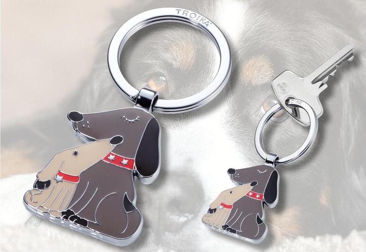 Image du produit Troika DOG & DOGGY Porte-clés chien et chiot, gris brillant/beige/brun