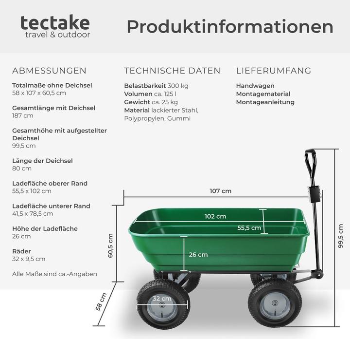 Produktbild tectake Handwagen Tummi 125l