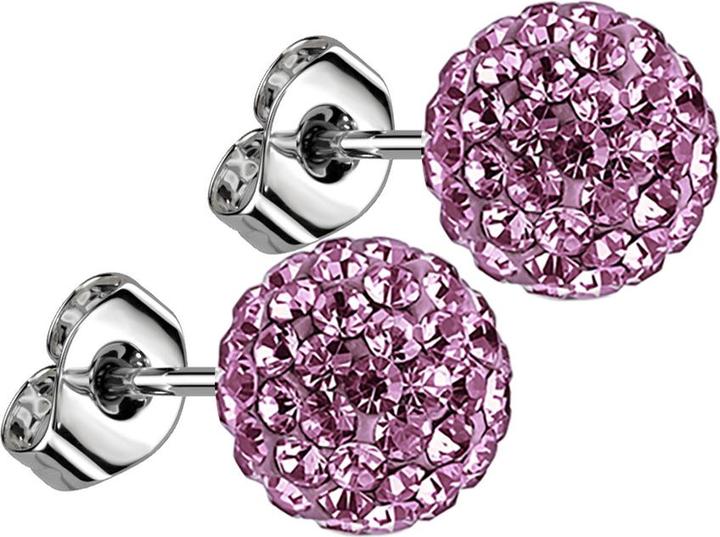 Star Piercing Ohrstecker mit Kristallkugel violett (ohne Messing, Chirurgenstahl 316L)