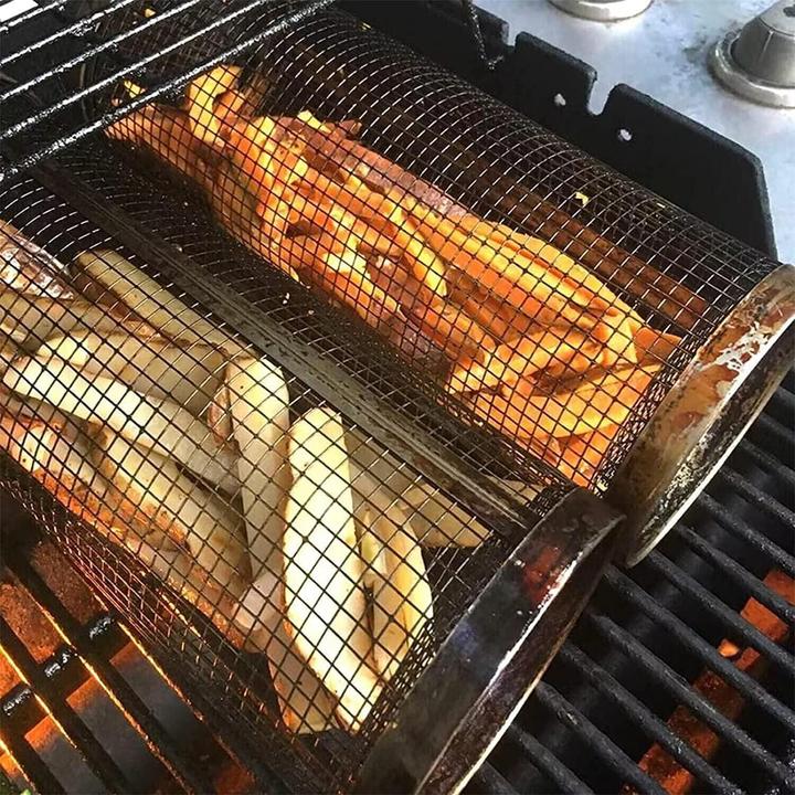 Produktbild Werkstein Edelstahl BBQ Grill-Korb mit Gabel für Gemüse/Fleisch