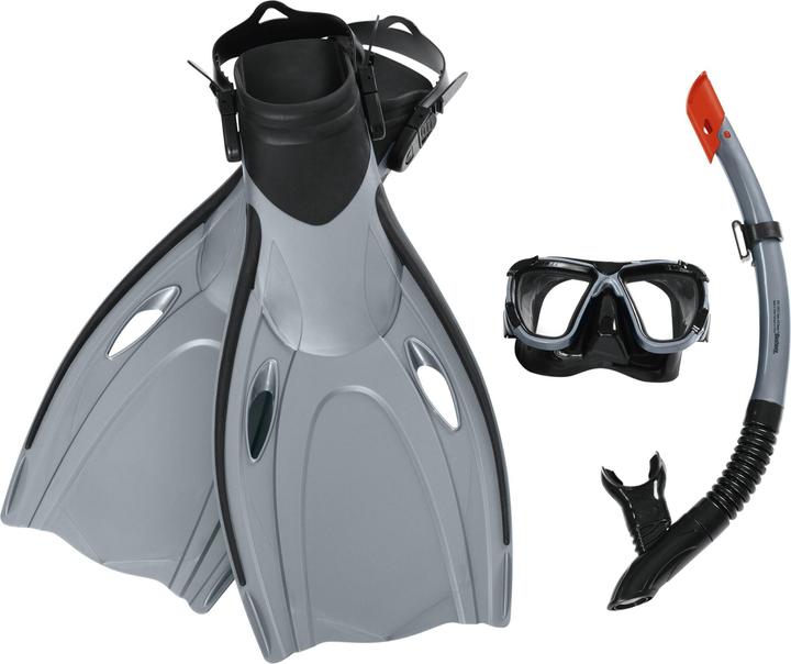 Bestway Hydro-Pro BlackSea Snorkel & Fin Set, Adult, Half face mask, Tempered glass, Assorted colour