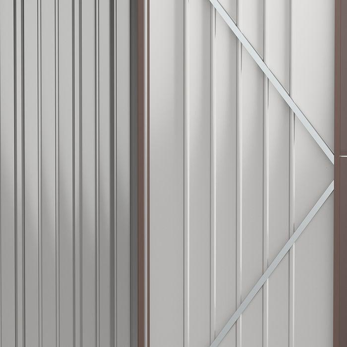 Produktbild Swisshandel24 Gartenhaus Gerätehaus Geräteschuppen Metall mit Pultdach 1,34 m² verzinkter Stahl Braun 161,5 x 94,5