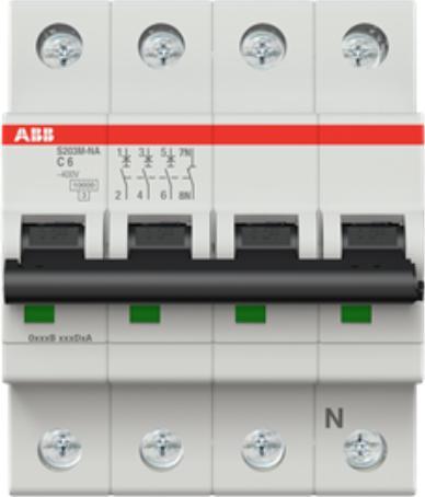 Actual product image ABB S203M-B10NA Automatic circuit breaker B-Char.,10kA,10A,3P,+N A S203M-B10NA