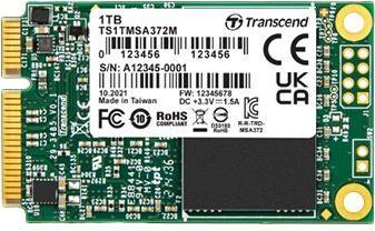 Image du produit Transcend Disque dur interne 256 Go 6,35 cm (2,5 pouces) SATA III TS256GMSA372I (256 Go, mSATA)