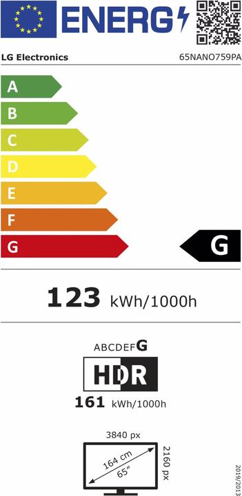Label énergétique LG 65NANO759PA (65", LCD, 4K, 2021)