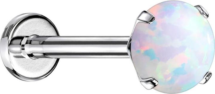 Image du produit Star Piercing Labret Micro Threadless argenté opalin serti de blanc (Acier chirurgical 316L)