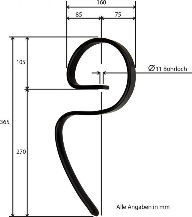 Actual product image Dema Vollmetall Gare Eggenzinken Zinken Federzinken Grubber Egge gebogen 25 x 8 mm (0.37 m)