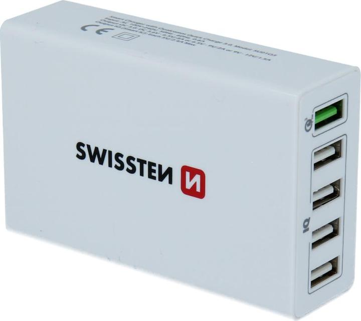 Produktbild Swissten USB Ladegerät Qualcomm 3.0 Quick Charge + Smart IC mit 5x USB 50W Power (50 W)