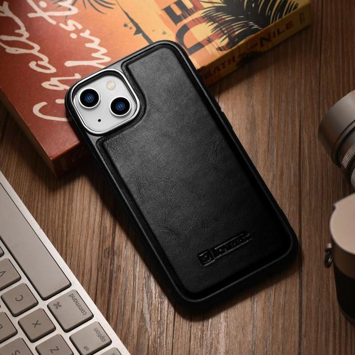 Produktbild iCarer Leather Oil Wax Hülle mit Naturleder bezogen für iPhone 14 Plus schwarz (WMI14220719-BK) (Apple iPhone 14 Plus)