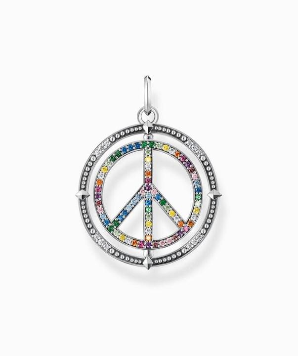 Immagine prodotto Thomas Sabo Ciondolo Segno di Pace con Pietre Colorate Argento Annerito (Argento 925)