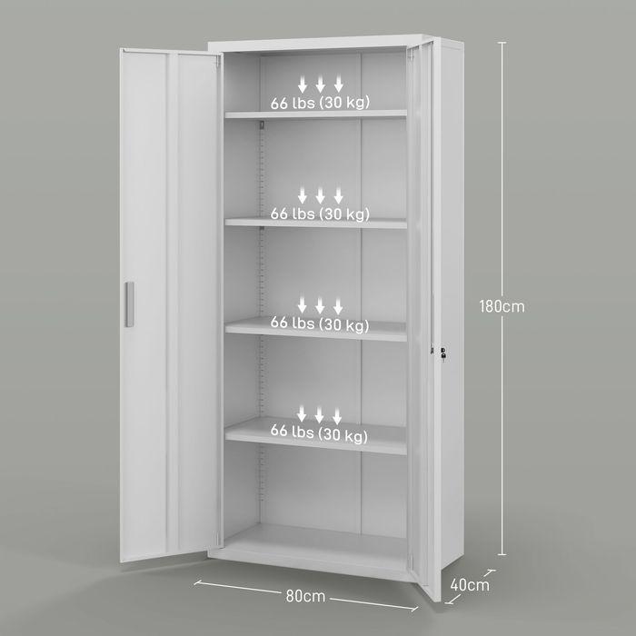 Produktbild Swisshandel24 Aktenschrank, Büroschrank mit 2 Türen, verstellbarer Ablage für Arbeitszimmer (80 x 40 x 180 cm)