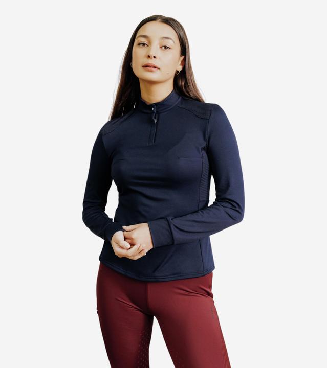Fouganza Reit-Poloshirt 500 langarm Damen blau