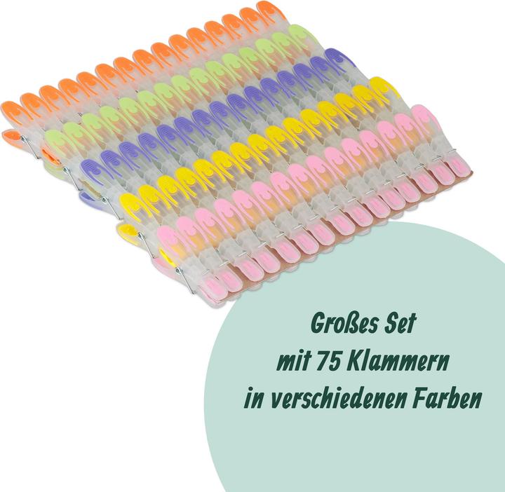 Produktbild Relaxdays Wäscheklammern Soft-Grip 75 Stück
