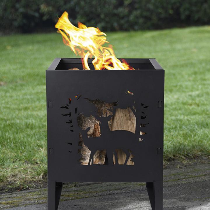 Produktbild Esschert Design Feuerkorb Quadratisch mit Hirsch, Schwarz (30.20 cm)