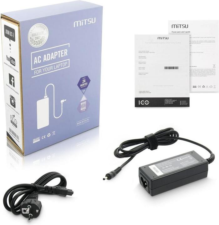 Produktbild Mitsu notebook charger 19v 2.37a 3.0x1.1 - asus acer (45 W)