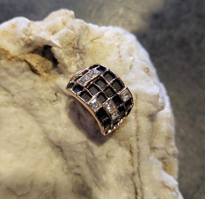 Actual product image Signé Signè ring ladies' ring elastic gold-coloured rhodium-plated One Size Black No.19 (18, 19, 20, 21)