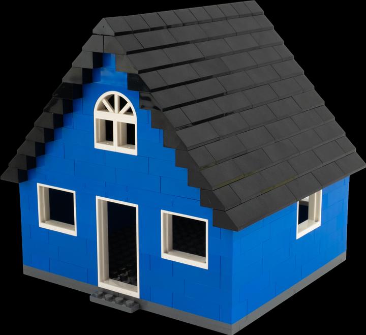 Produktbild LEGO Stein-Experte MOC Rohbau Haus m. schwarzem Dach + 1 Minifigur NEU! 1 Set