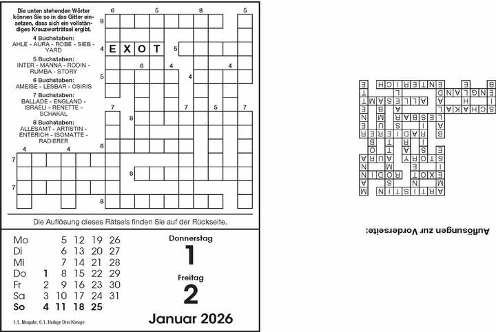 Produktbild Rätselkalender 2026. Der beliebte Abreisskalender für alle Rätselfreunde (Harter Einband, Deutsch)