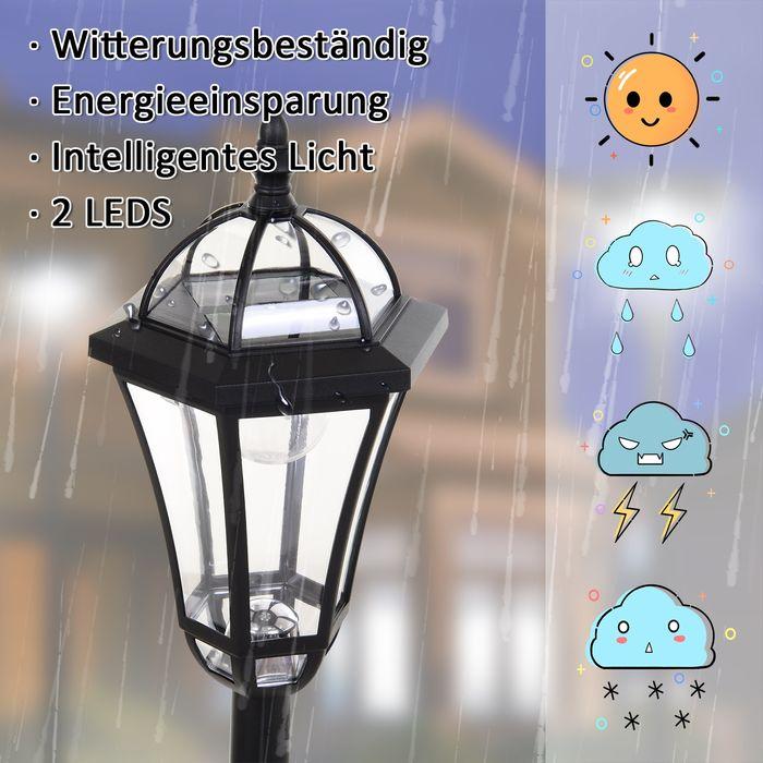 Image du produit Swisshandel24 Lanterne solaire de jardin, set de 2, lampe de jardin, lampe de chemin avec LED, 6-8 h, acier (IP44)