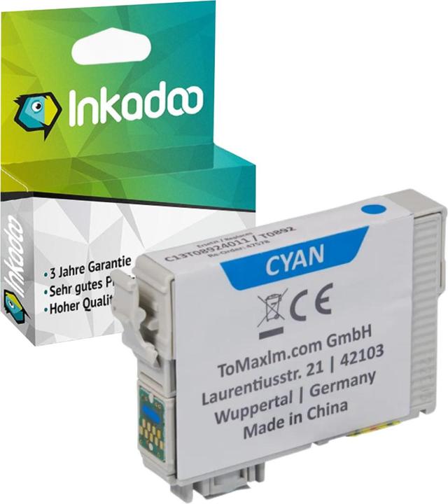 Produktbild Inkadoo Druckerpatronen kompatibel zu Epson C13T12824011 / T1282 Tintenpatrone, cyan Cyan (C)