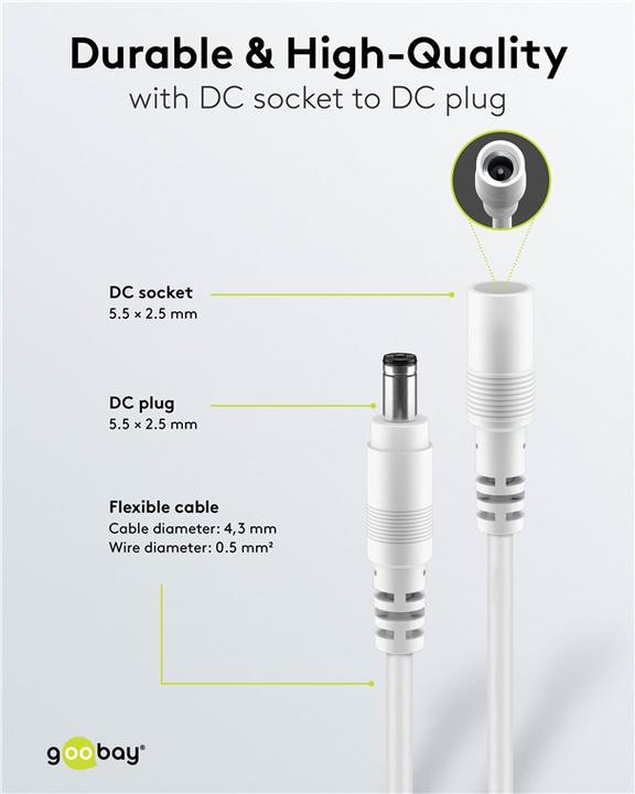 Produktbild Goobay DC-Verlängerungskabel, 10 m, weiss (10 m)