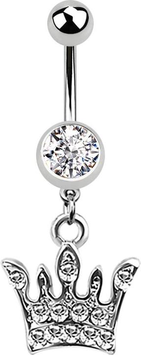 Star Piercing Banane silber mit Anhänger Krone silber (Chirurgenstahl 316L, ohne Messing)