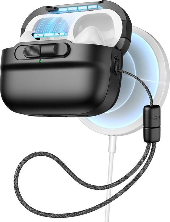 ESR Pulse Halolock hoes met MagSafe voor Apple AirPods Pro 1/2 - Zwart (Hoes voor oplaadkoffer)