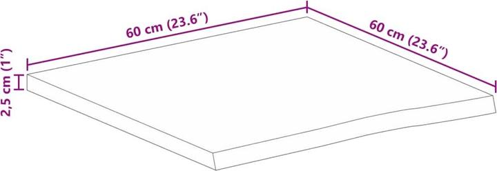 Actual product image VidaXL Table top tree edge wooden top for dining table 60x60cm solid wood mango (60 x 60 x 2.5 cm)
