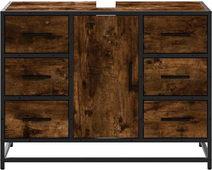 Image du produit VidaXL Meuble sous-vasque Chêne fumé 80x33x60 cm Bois composite (80 x 33 x 60 cm)