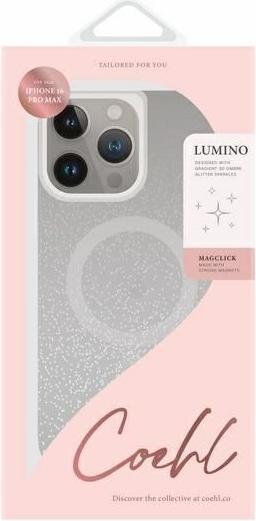 Actual product image Uniq etui Coehl Lumino iPhone 16 Pro Max 6.9" Magnetic Charging srebrny/sparkling silver (Apple iPhone 16 Pro Max)
