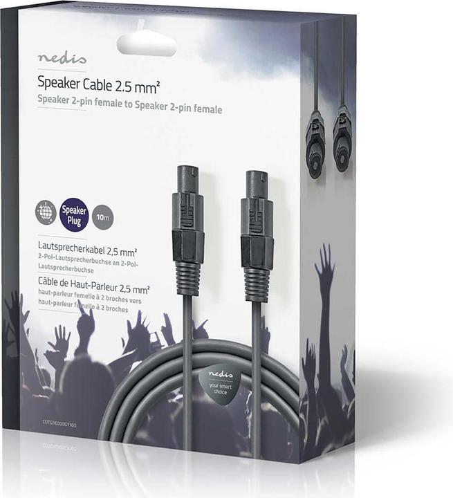 Actual product image Nedis Loudspeaker cable 48 x 0.20 mm copper 10.0 m round PVC dark grey cardboard packaging (10 m, 0.20 mm²)