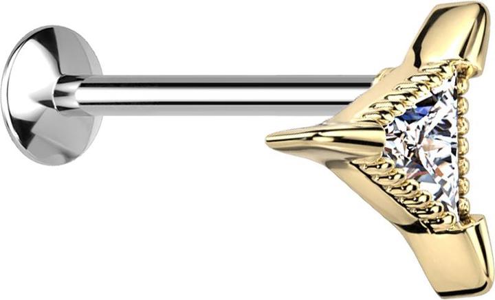 Immagine prodotto Star Piercing Micro Threadless UFO Labret argento triangolo placcato oro collo del piede argento (Acciaio chirurgico 316L, Ottone)