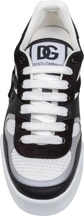 Actual product image Dolce & Gabbana portofino strobel light sneakers in leather and fabric color black and white (42)